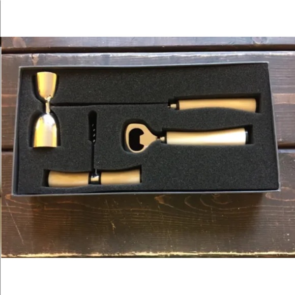 New Viski Set Of 3 Bar Set Stainless Bone Bottle Opener Double Jigger Corkscrew - Picture 3 of 8